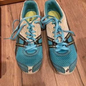 Asics Sneakers, Blue, White, Black, Cycling Style, Size 8.5 M Gently Used